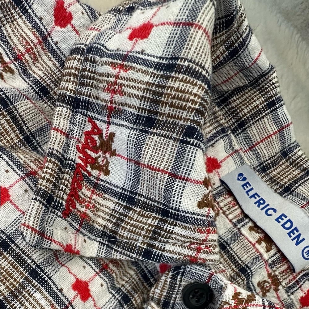 Aelfric Eden crochet heart pocket button down, like new, medium unisex style - Picture 2 of 11